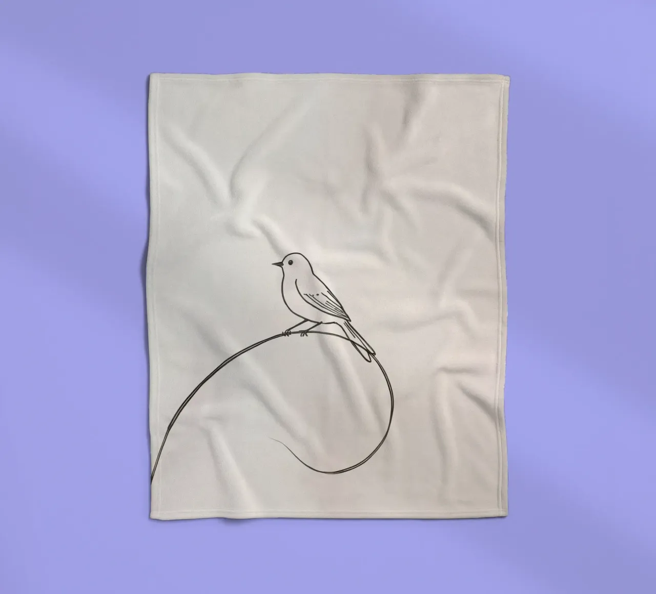 Vogel auf einer zarten Linie inmitten eines hellen Hintergrunds sitzend Fleecedecke von DesignDoodle