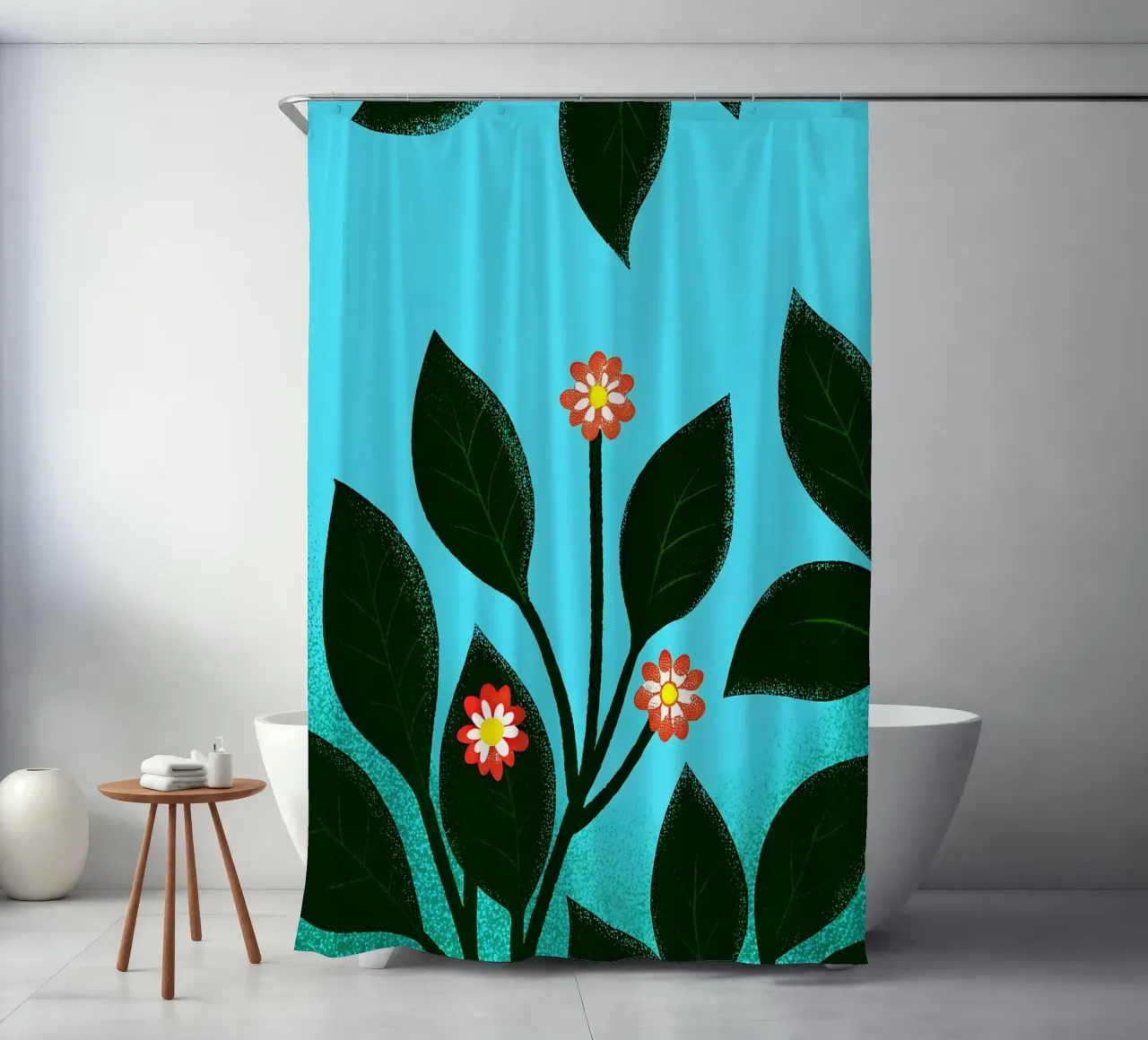 Leaf and Flower Plants shower curtain by SOUL SHOP