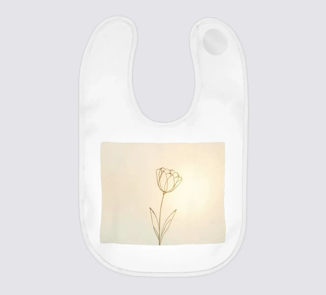 Elegant line drawing of a flower against a soft background baby bib by DesignDoodle