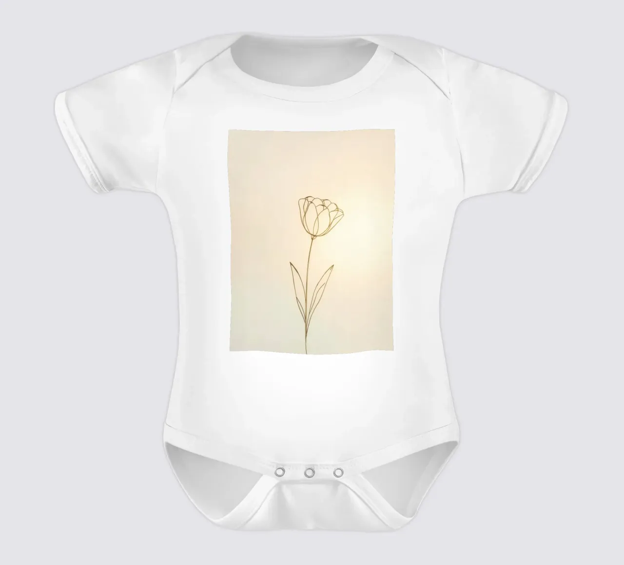 Dessin au trait élégant d'une fleur sur un fond doux body bébé de DesignDoodle