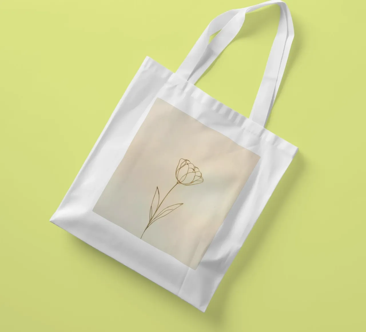 Elegant line drawing of a flower against a soft background tote bag by DesignDoodle