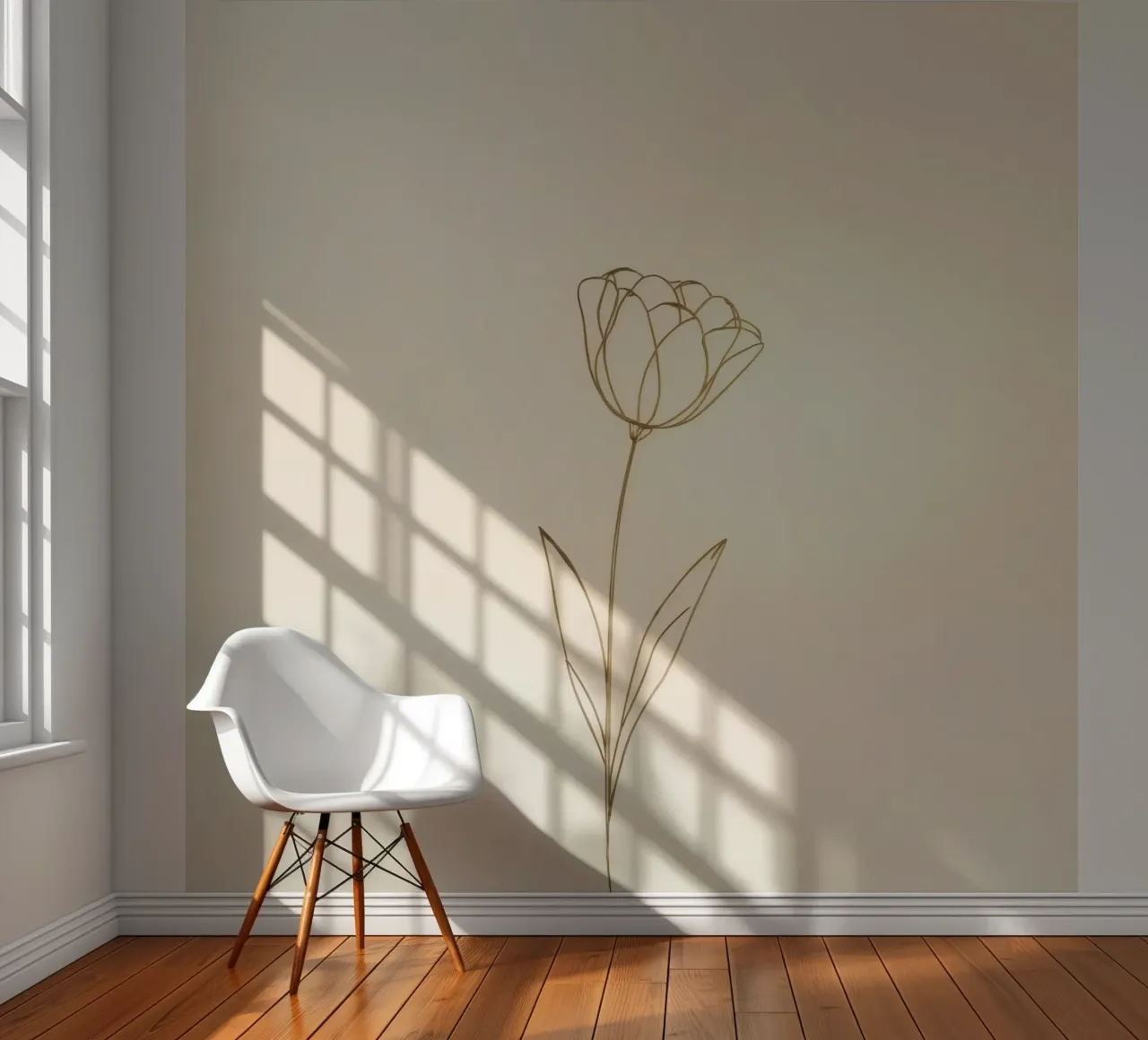 Dessin au trait élégant d'une fleur sur un fond doux papier peint photo de DesignDoodle