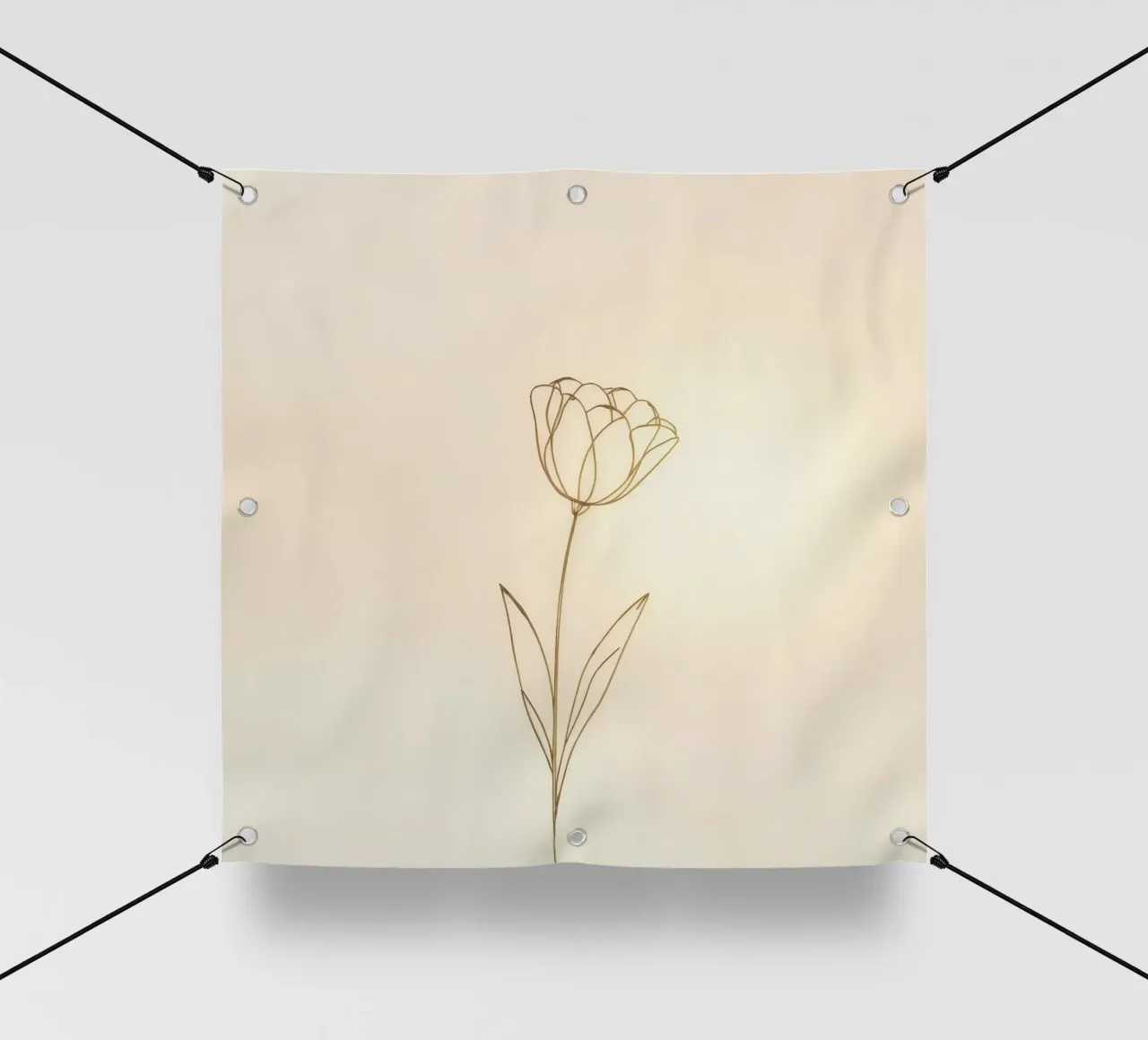 Dessin au trait élégant d'une fleur sur un fond doux bâche pvc de DesignDoodle