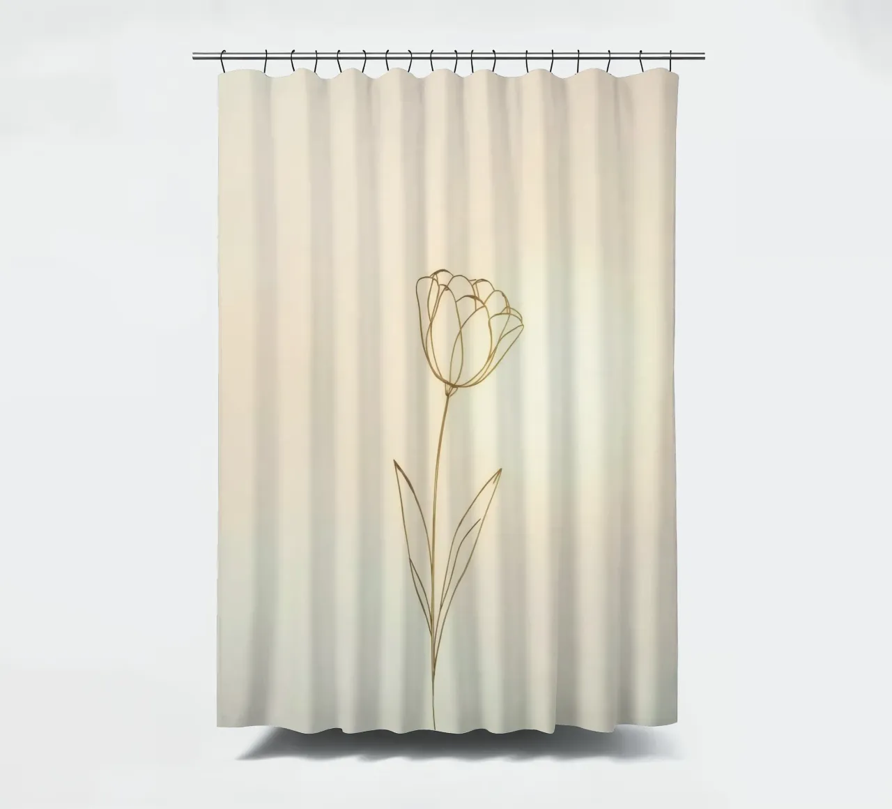 Dessin au trait élégant d'une fleur sur un fond doux rideau de douche de DesignDoodle