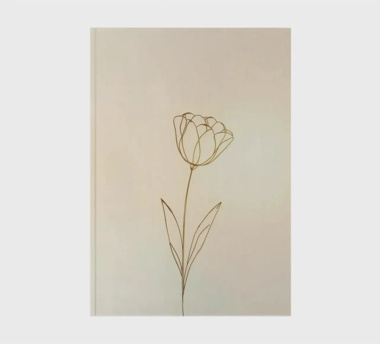 Elegant line drawing of a flower against a soft background notebook by DesignDoodle