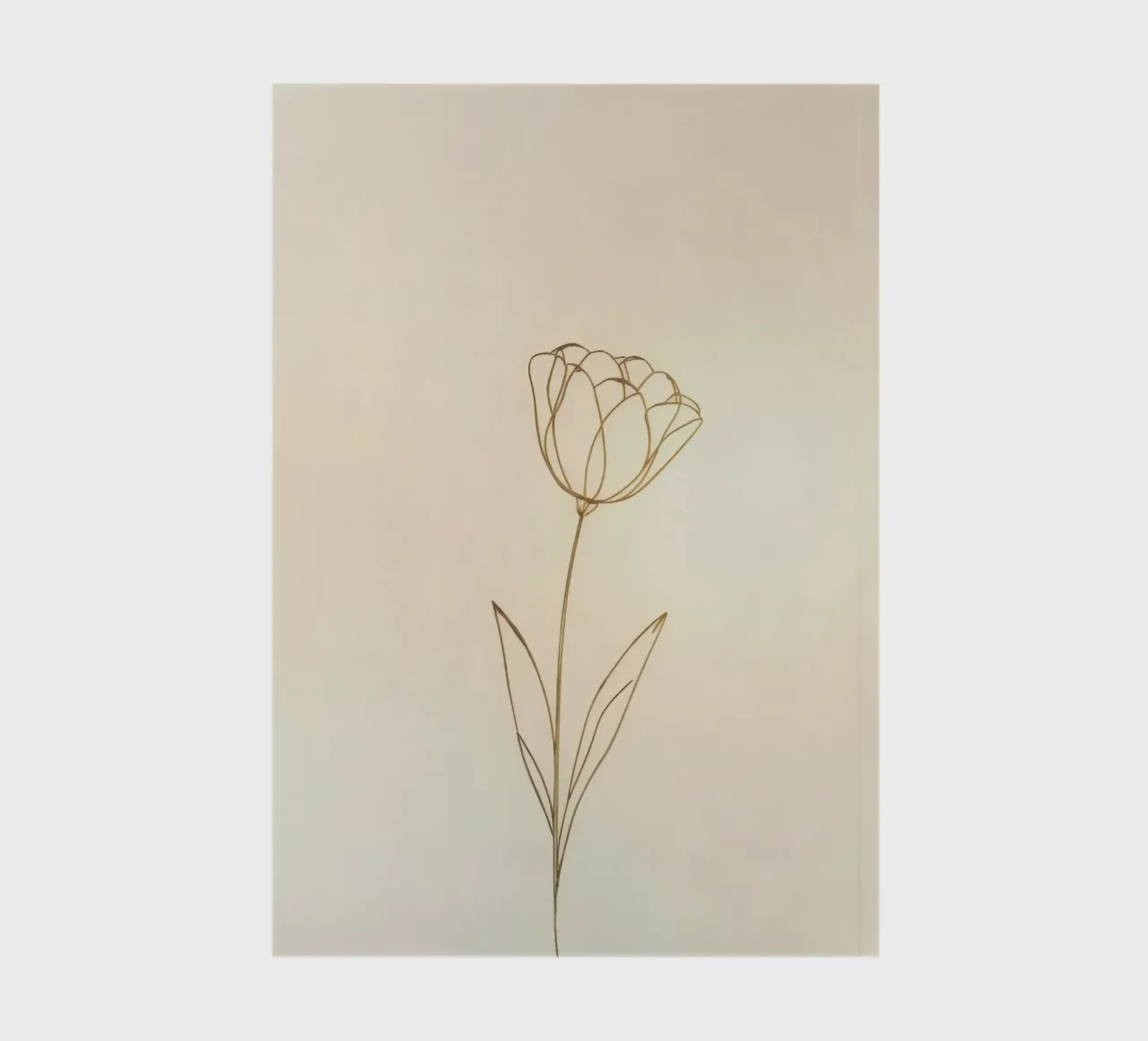Elegant line drawing of a flower against a soft background notebook by DesignDoodle