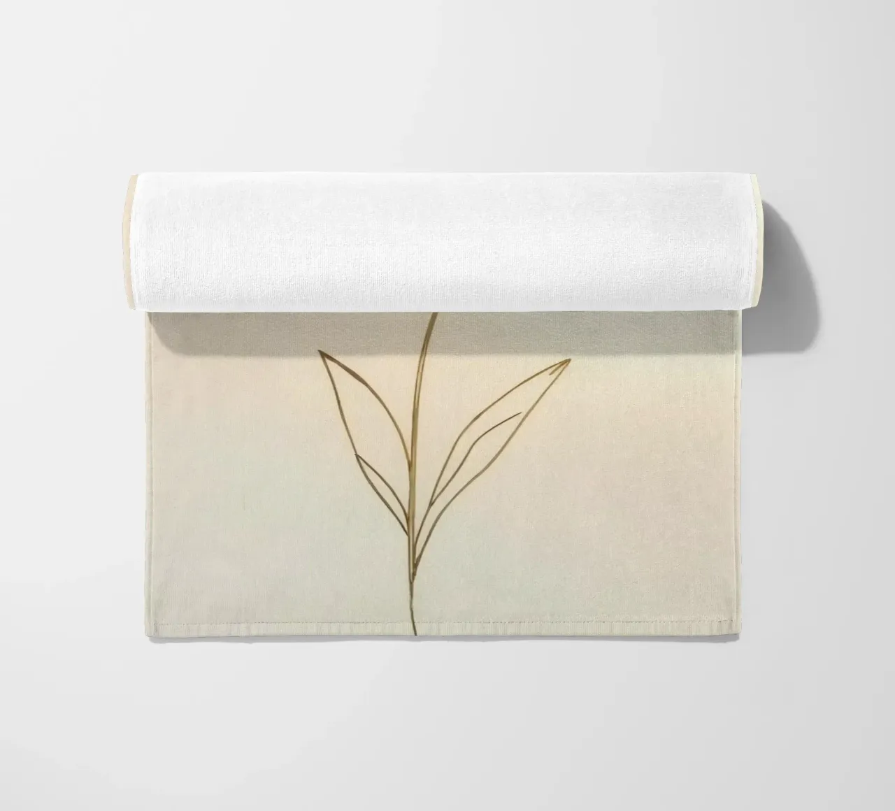 Elegant line drawing of a flower against a soft background beach towel by DesignDoodle