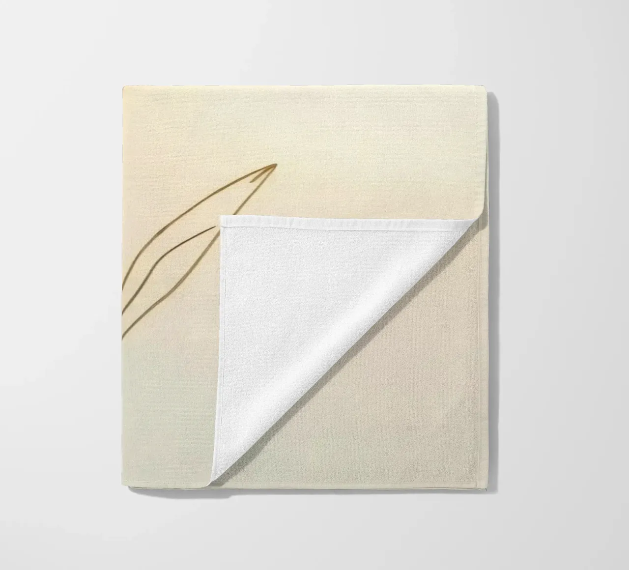 Elegant line drawing of a flower against a soft background beach towel by DesignDoodle