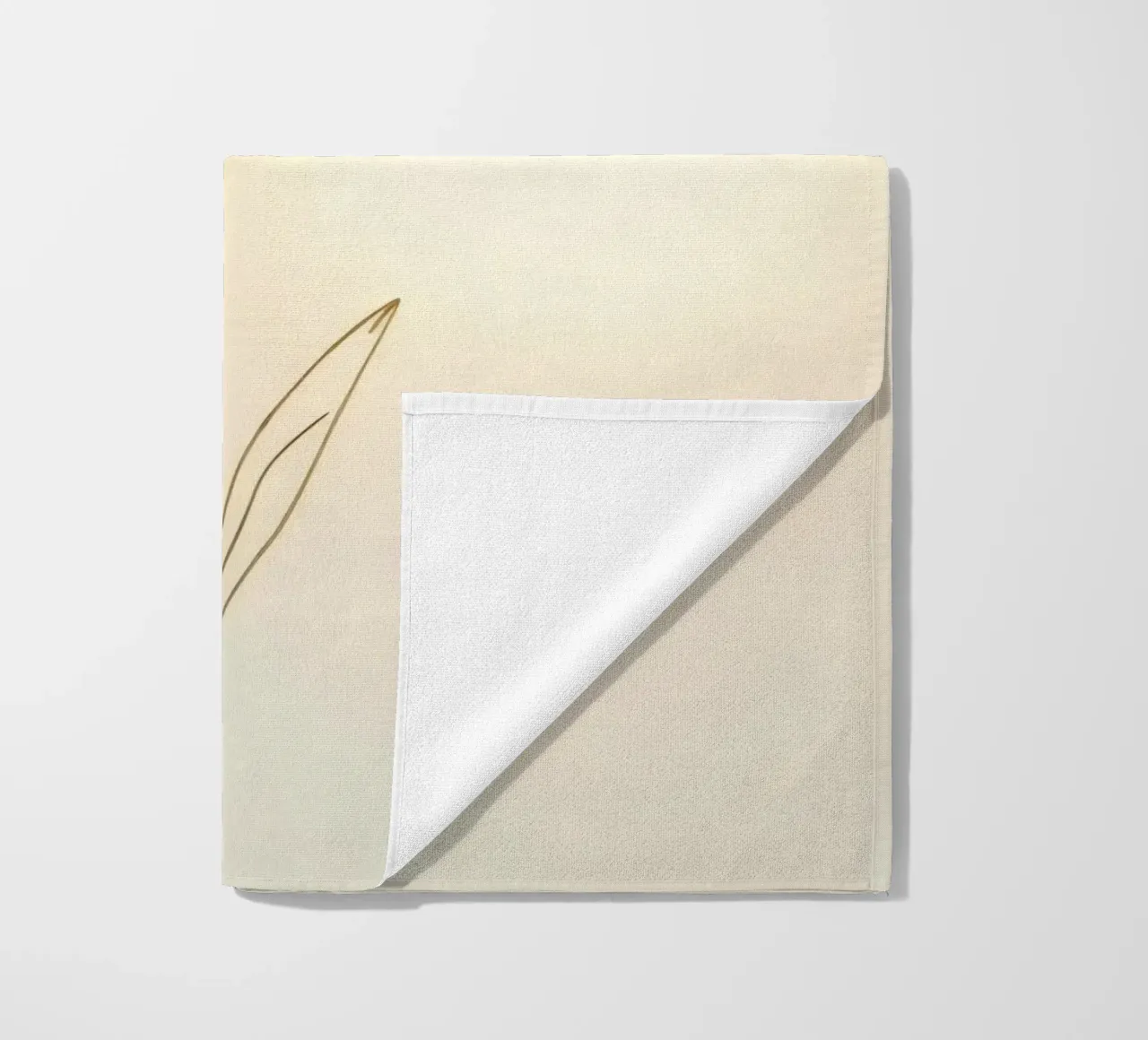 Elegant line drawing of a flower against a soft background beach towel by DesignDoodle