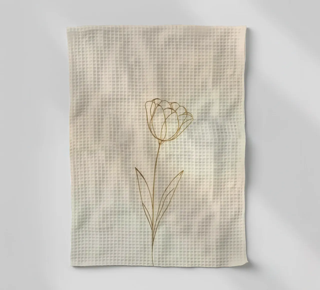 Dessin au trait élégant d'une fleur sur un fond doux torchon de DesignDoodle