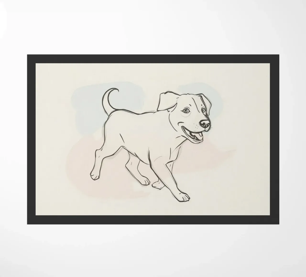 Elegant line drawing of a flower against a soft background doormat by DesignDoodle