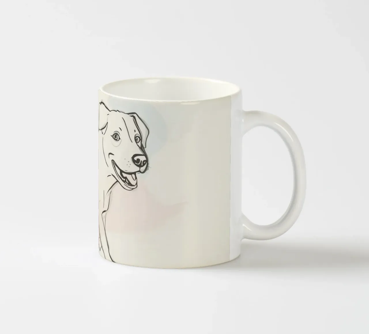 Elegant line drawing of a flower against a soft background ceramic mug by DesignDoodle