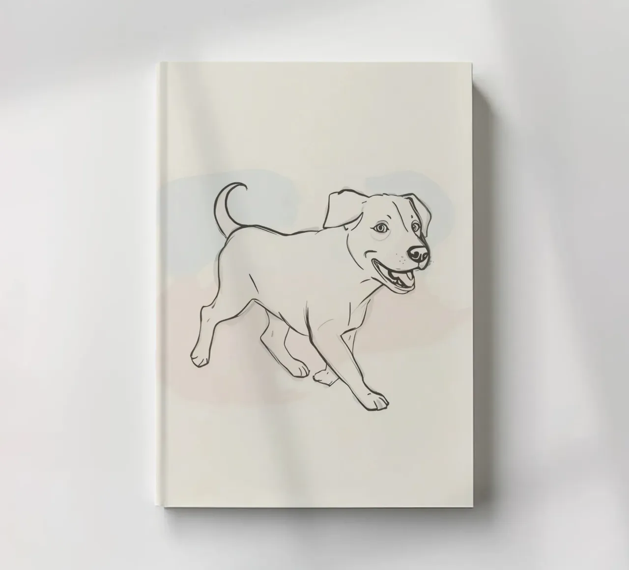 Elegant line drawing of a flower against a soft background notebook by DesignDoodle