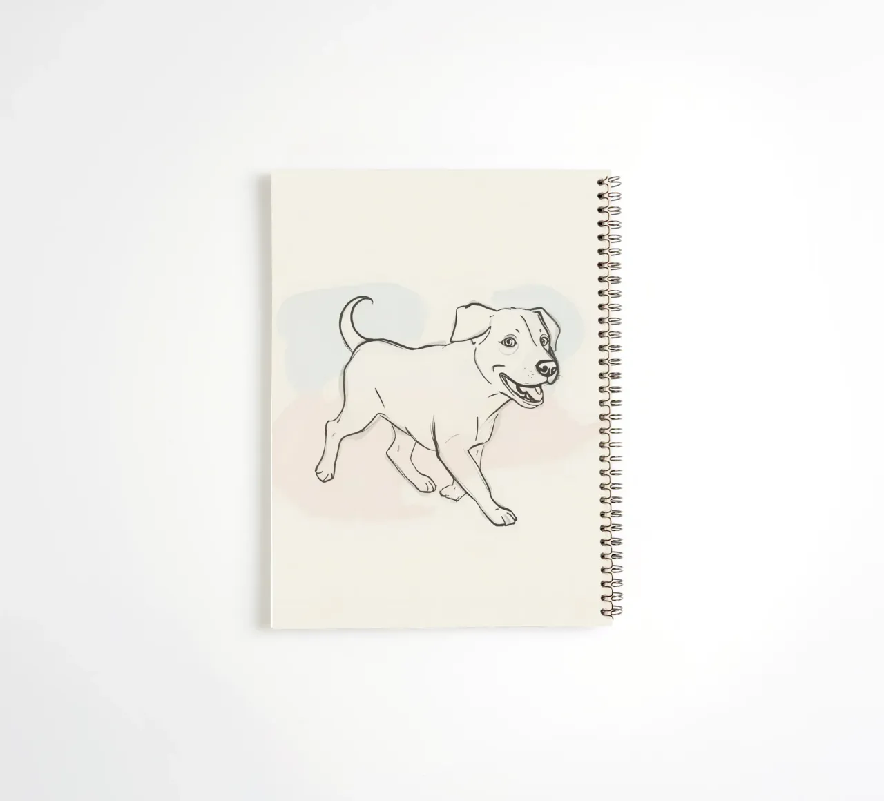 Elegant line drawing of a flower against a soft background spiral notebook by DesignDoodle
