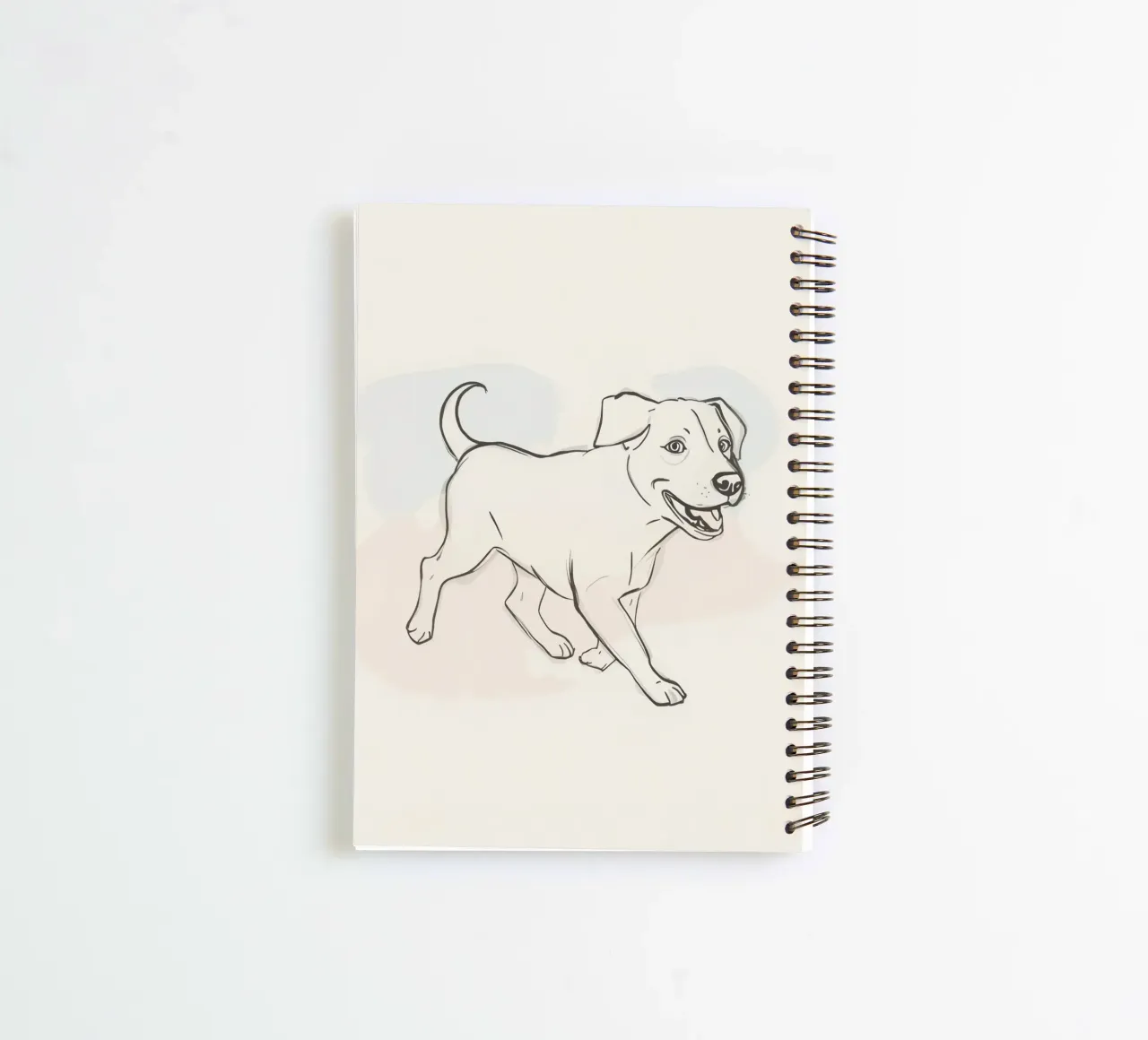 Elegant line drawing of a flower against a soft background spiral notebook by DesignDoodle