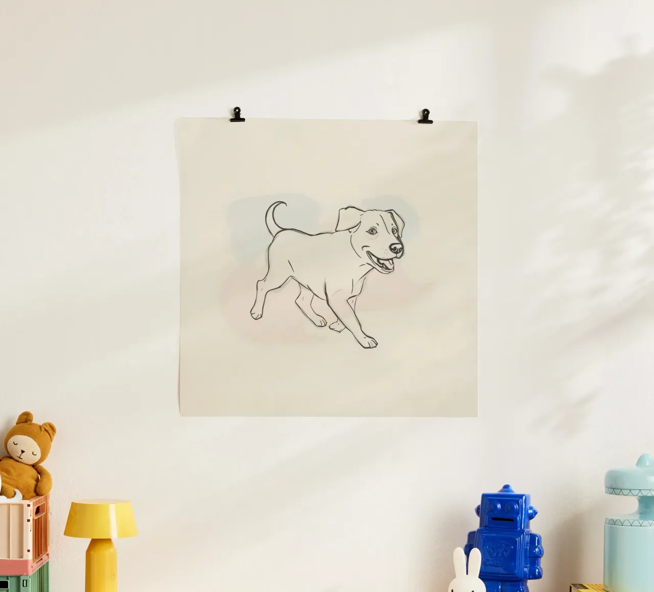Elegant line drawing of a flower against a soft background hahnemühle by DesignDoodle
