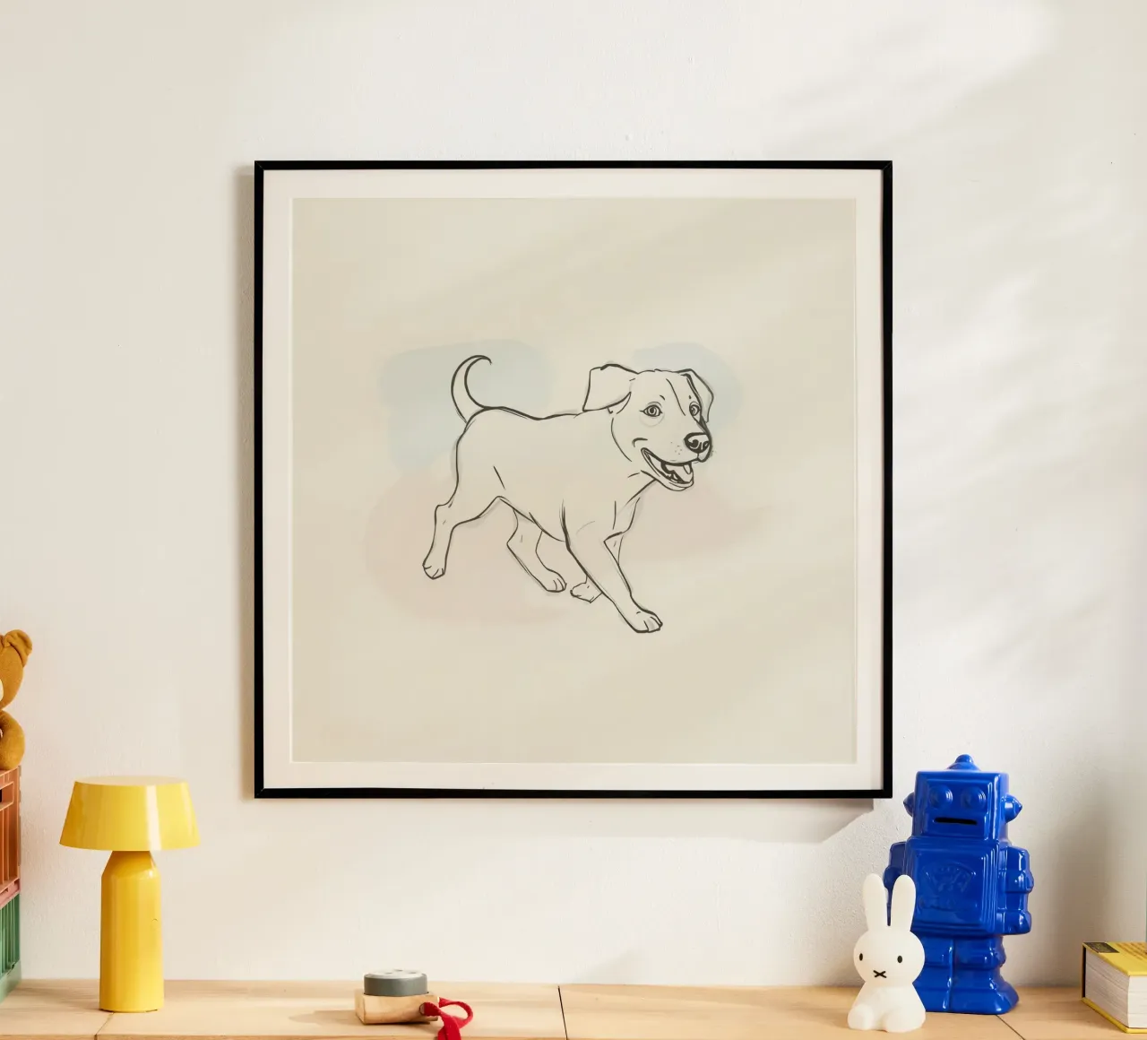 Elegant line drawing of a flower against a soft background hahnemühle by DesignDoodle
