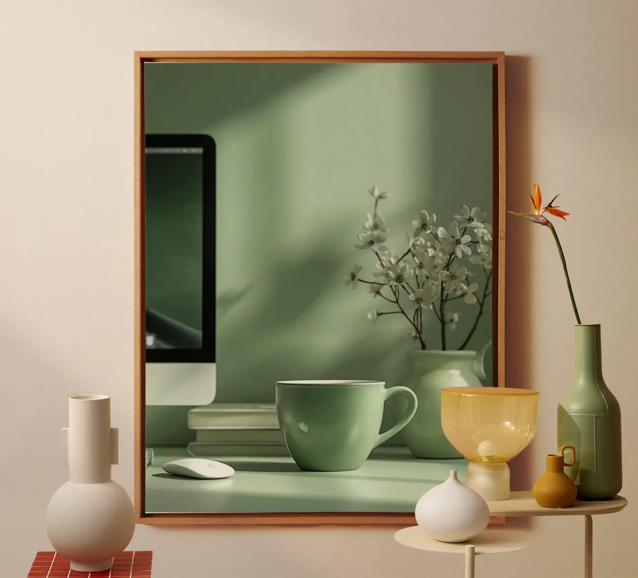 Mint Reverie canvas with Floater frame by PhotoVibe Decor