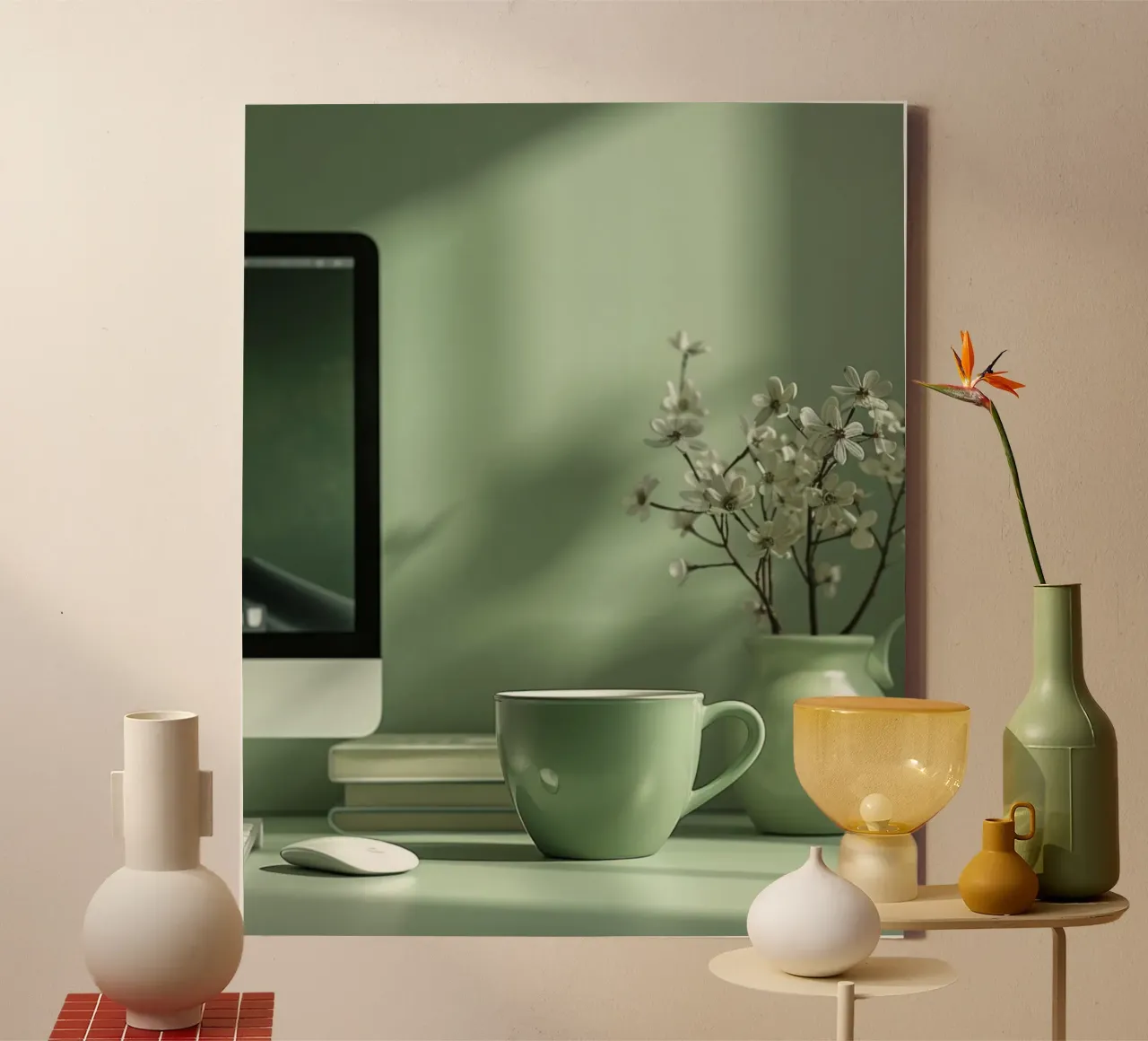 Mint Reverie canvas with Floater frame by PhotoVibe Decor
