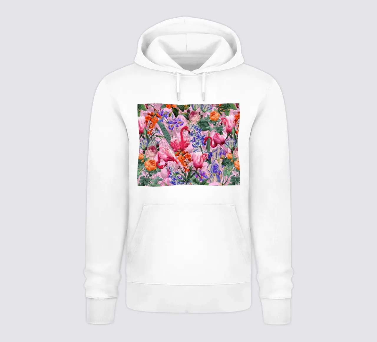 Floral and Flamingo VI Pattern felpa con cappuccio da burcukorkmazyurek