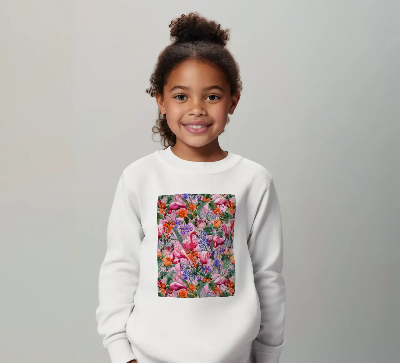 Floral and Flamingo VI Pattern felpa bambino da burcukorkmazyurek