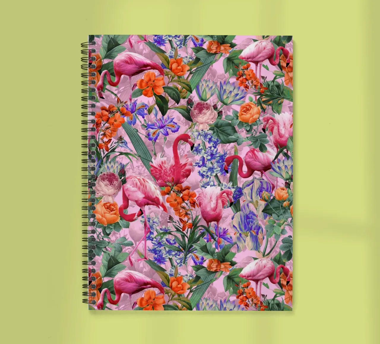 Floral and Flamingo VI Pattern spiral notebook by burcukorkmazyurek