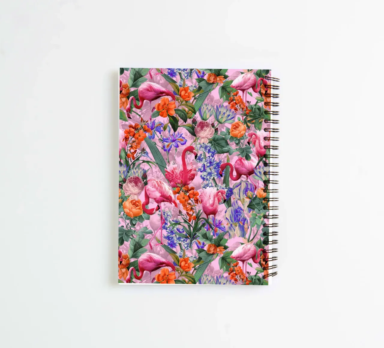 Floral and Flamingo VI Pattern spiral notebook by burcukorkmazyurek