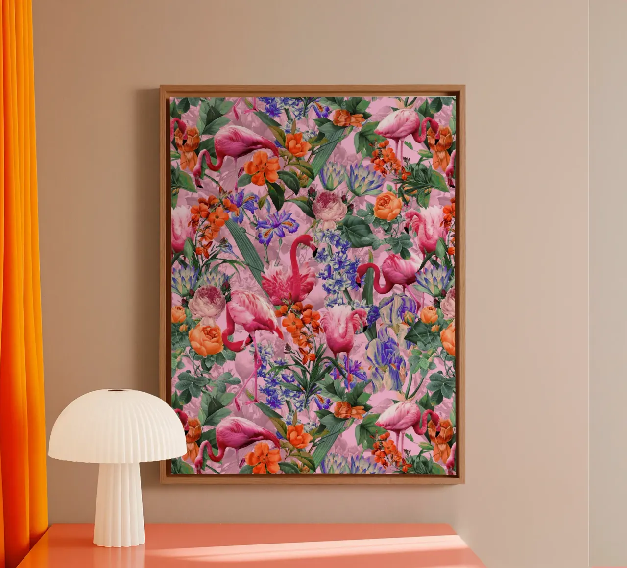 Floral and Flamingo VI Pattern tela da burcukorkmazyurek
