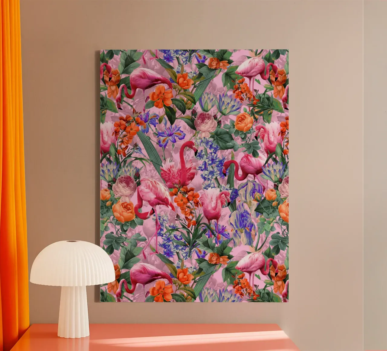 Floral and Flamingo VI Pattern tela da burcukorkmazyurek