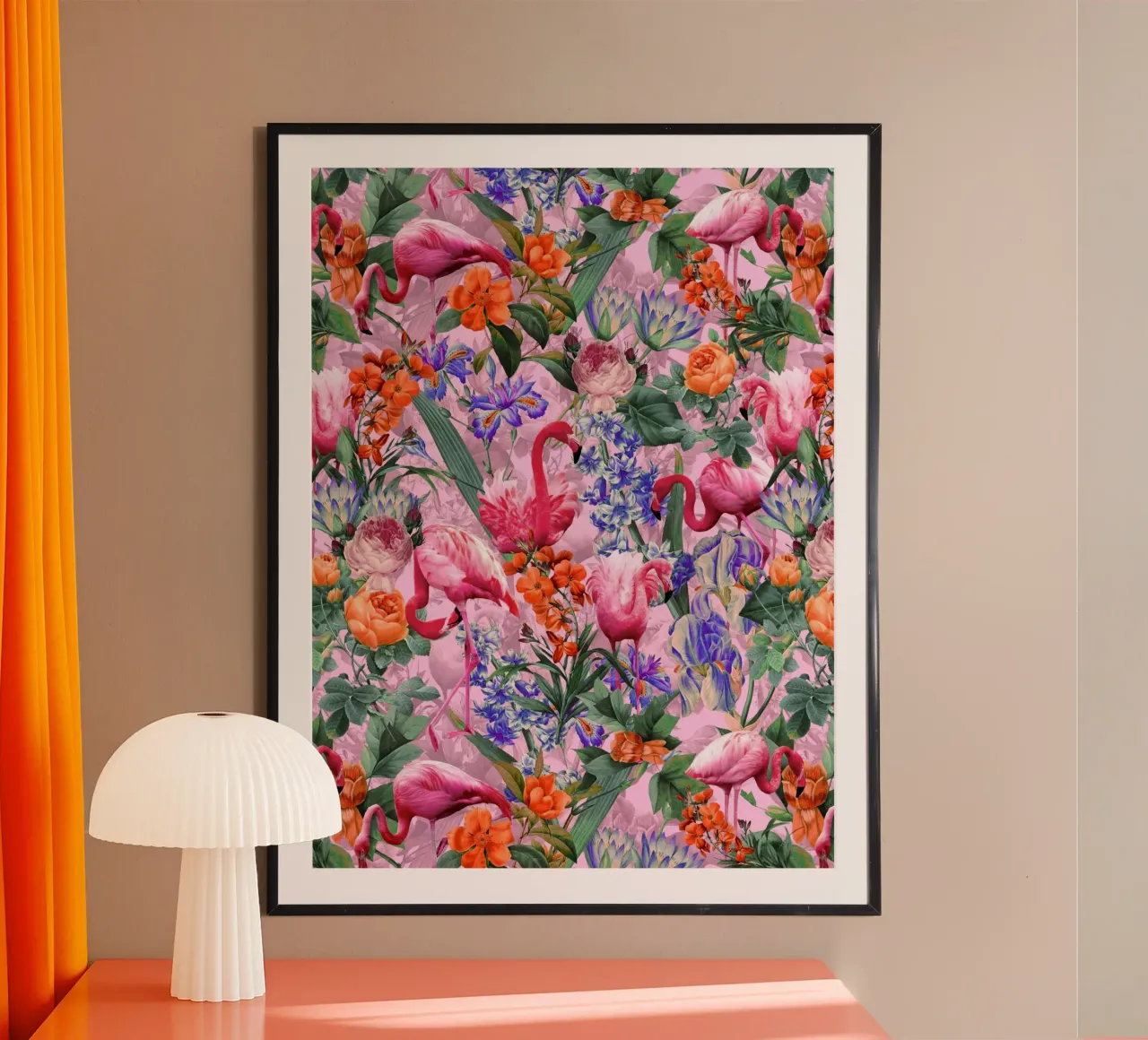 Floral and Flamingo VI Pattern carta hahnemühle da burcukorkmazyurek
