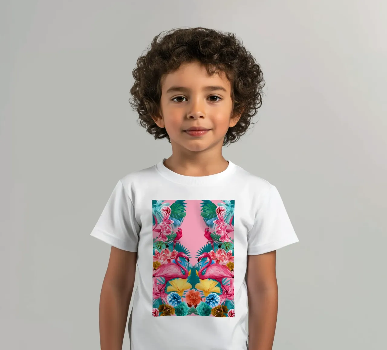 Flamingo and Tropical Garden t-shirt bambini da burcukorkmazyurek