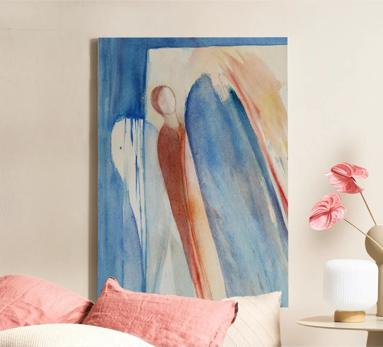 Engel des Schweigens canvas met Baklijst van Engelbilder