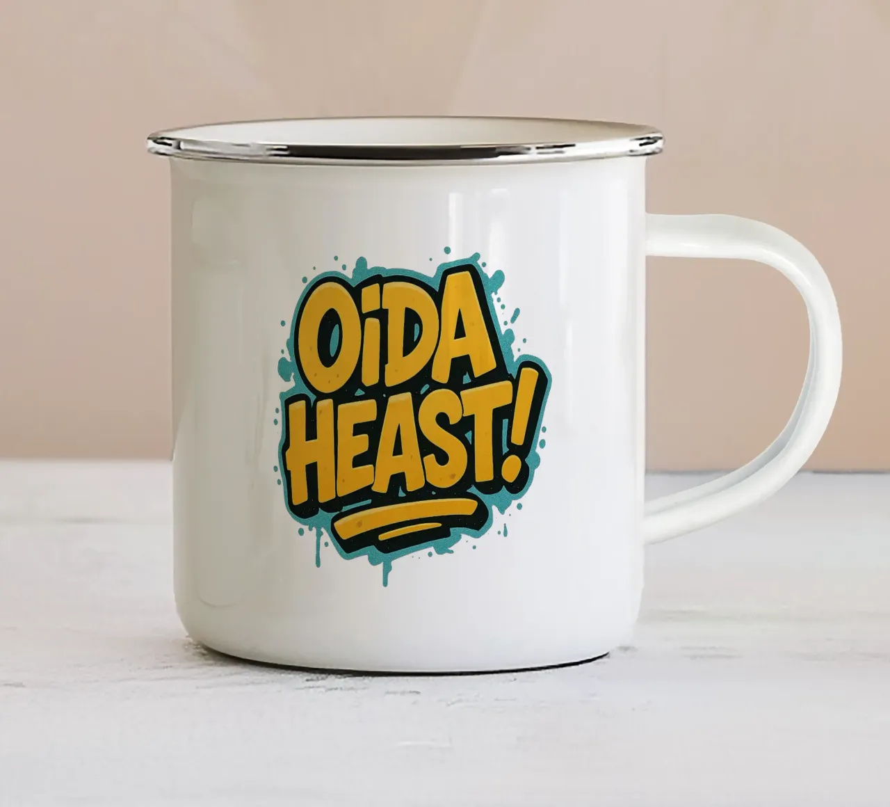OIDA, HEAST! tazza in smalto da Vintage Van Gogh