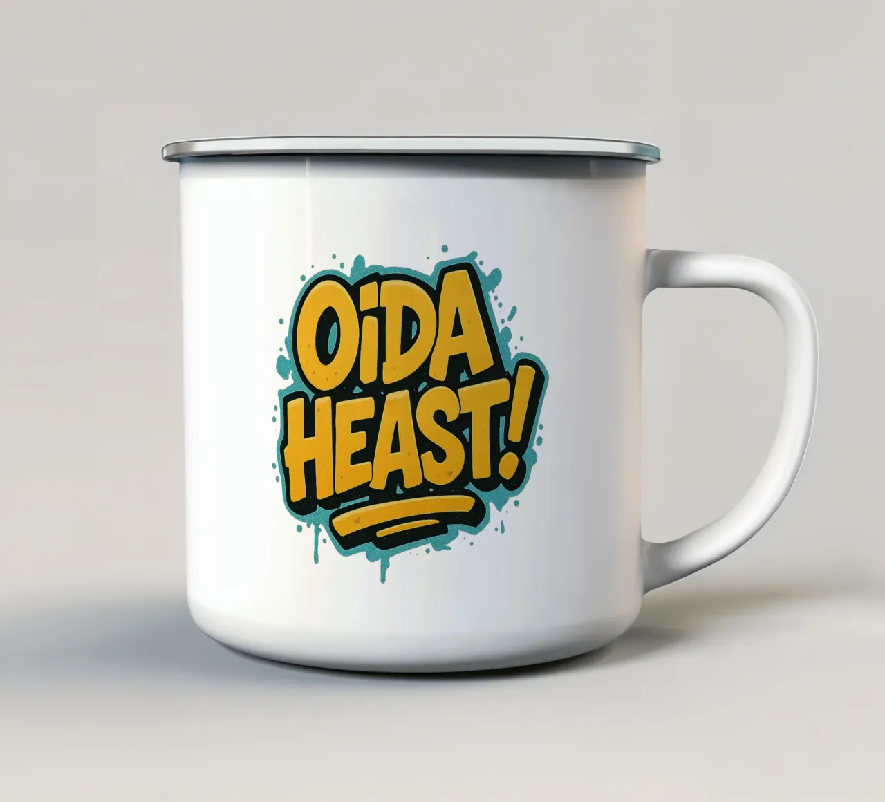 OIDA, HEAST! tazza in smalto da Vintage Van Gogh