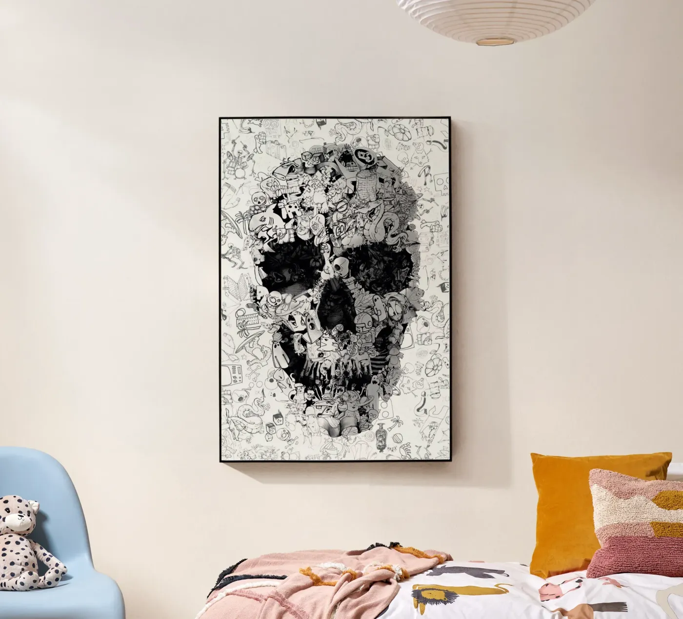 Doodle Skull BW plexiglass da Ali Gulec