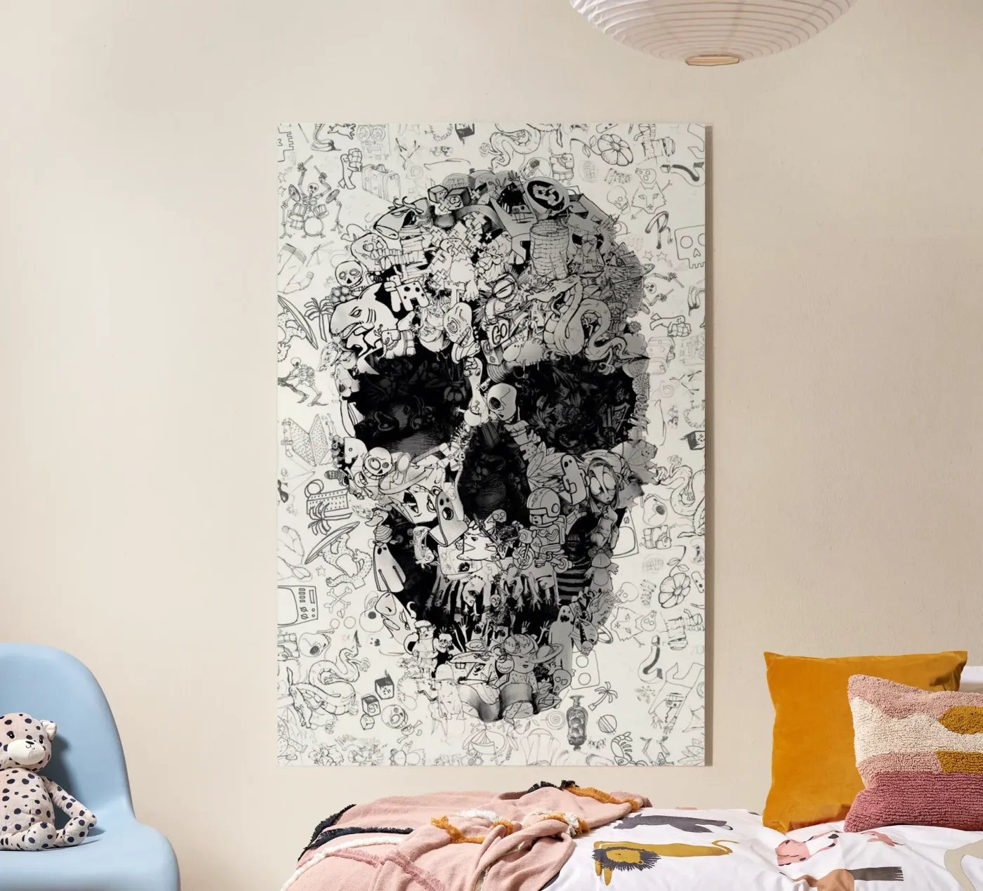 Doodle Skull BW plexiglass da Ali Gulec