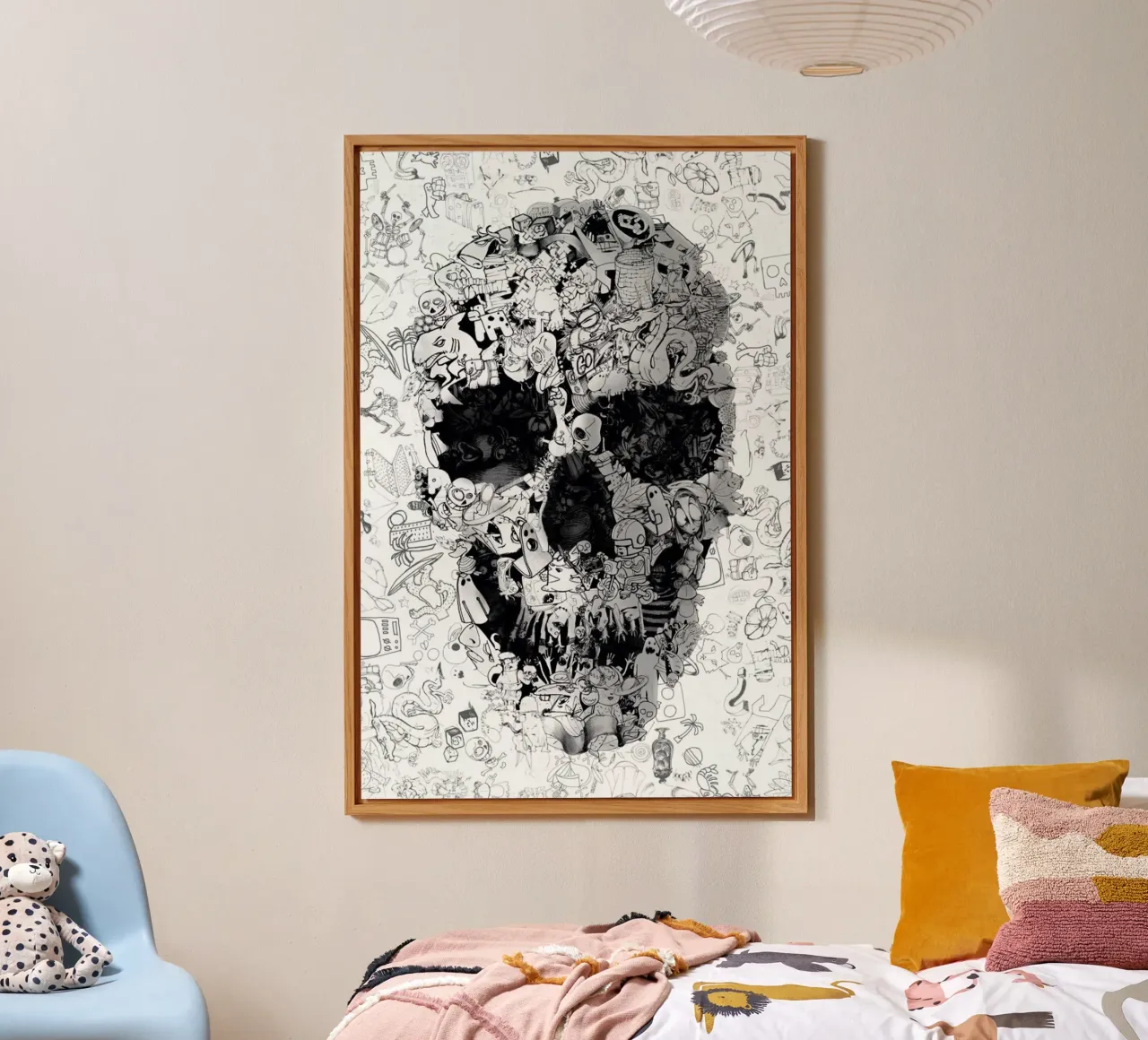 Doodle Skull BW alu-dibond by Ali Gulec