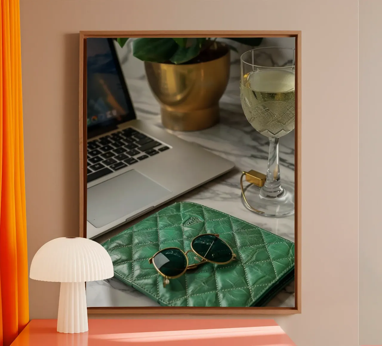 Riverbero di menta tela con Cornice a cassetta da PhotoVibe Decor