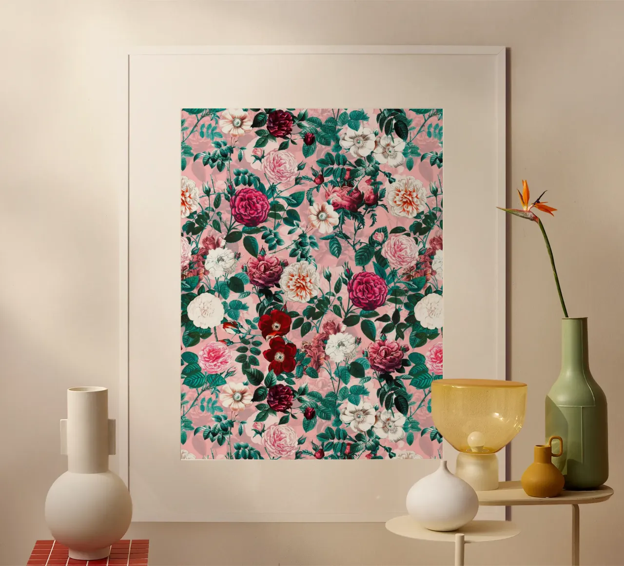 Summer Botanical Garden poster con telaio in legno da burcukorkmazyurek