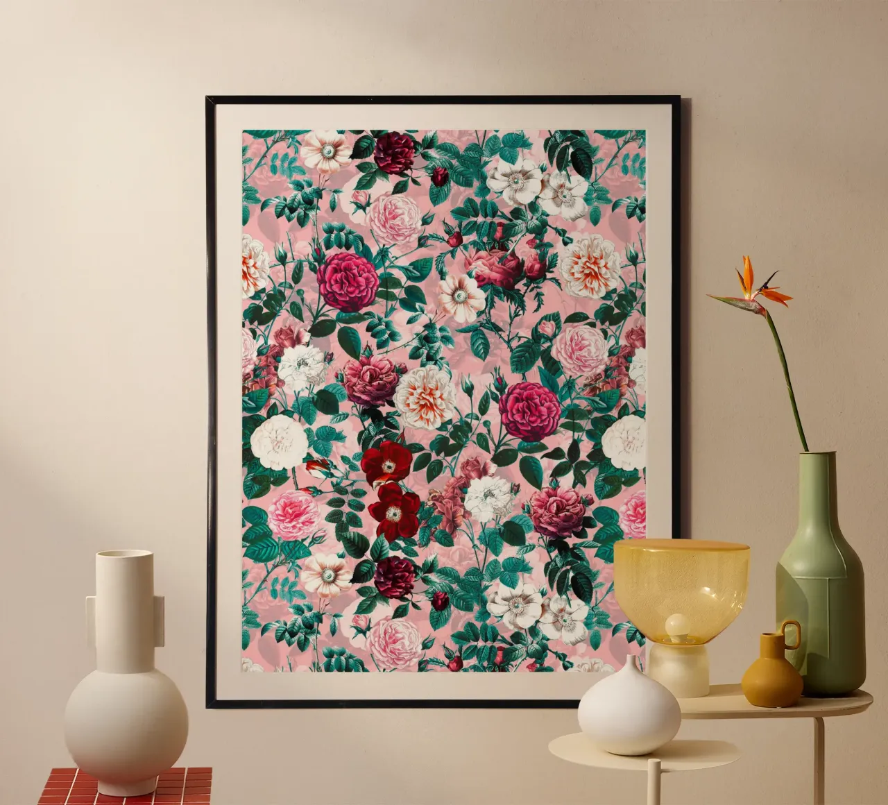 Summer Botanical Garden poster con telaio in legno da burcukorkmazyurek