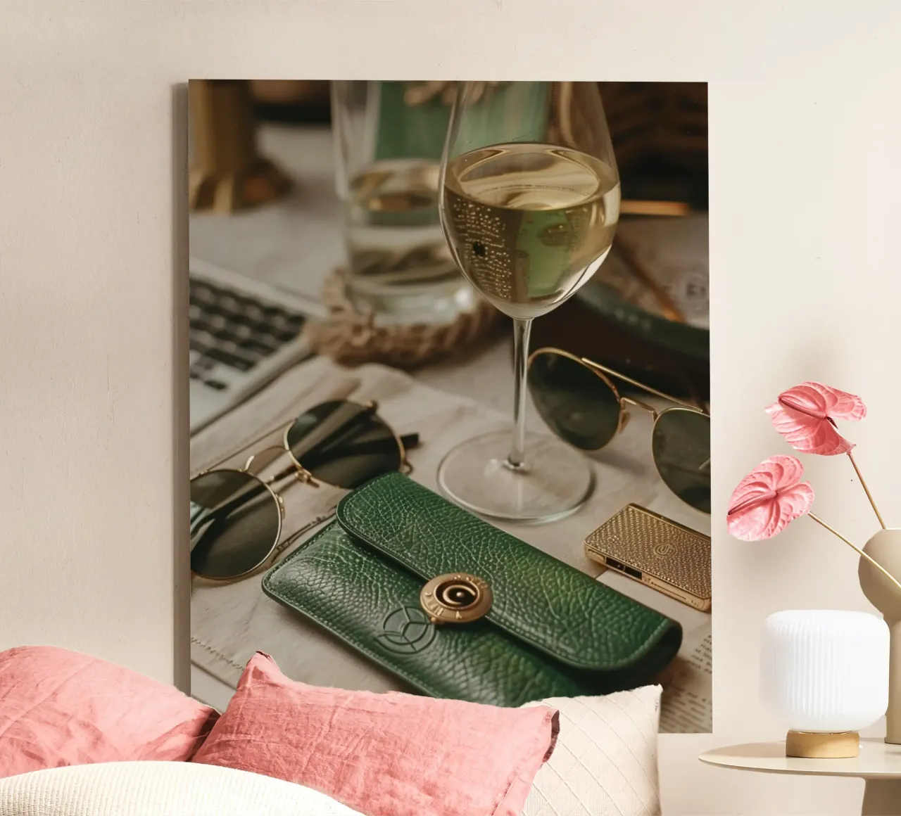Riverbero di menta tela con Cornice a cassetta da PhotoVibe Decor