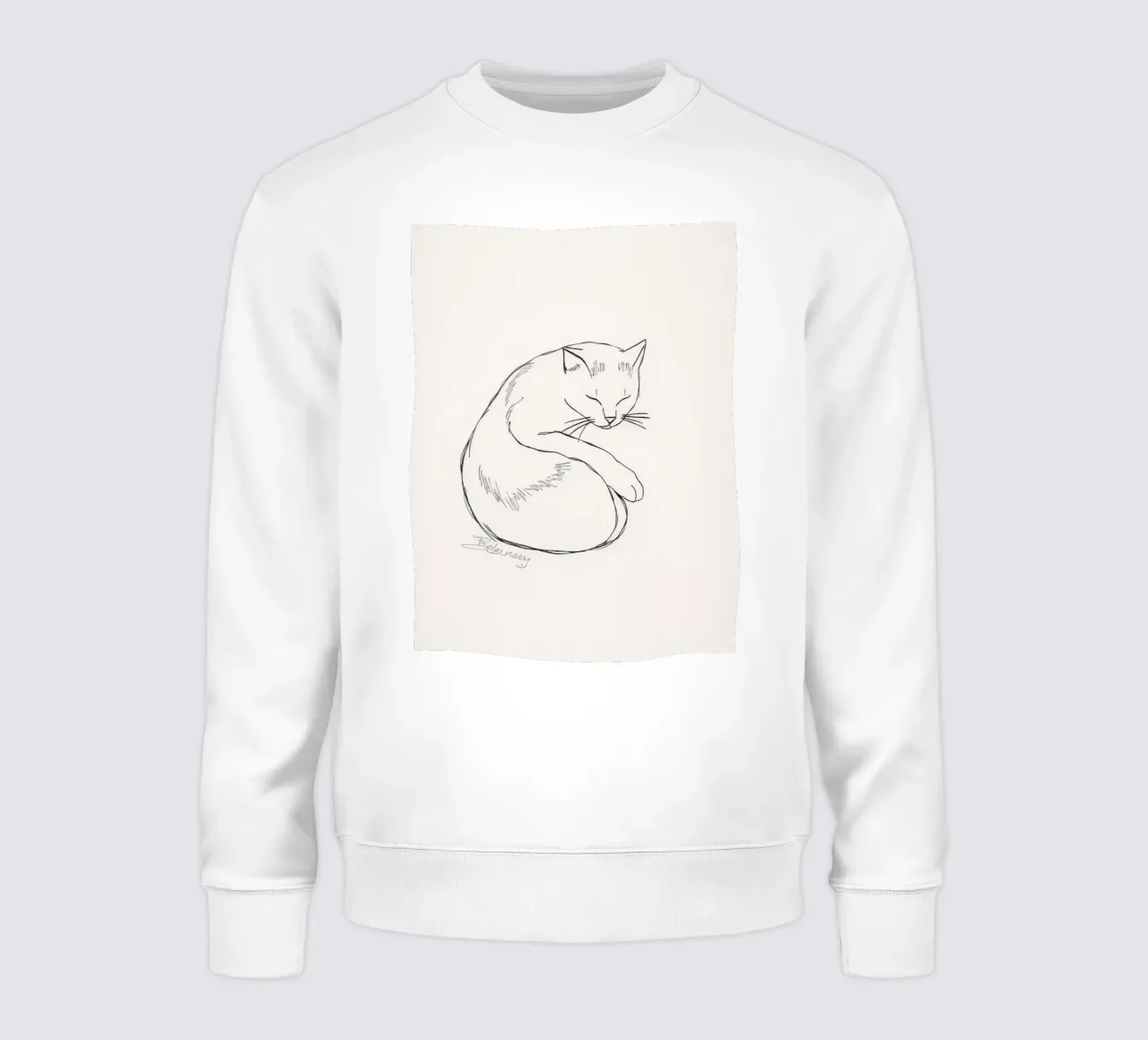 Disegno lineare di un gatto che riposa con un design minimalista felpa da DesignDoodle