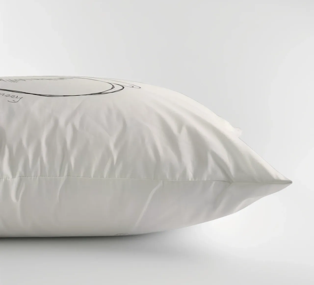 Line drawing of a resting cat with a minimalist design decorative cushion by DesignDoodle