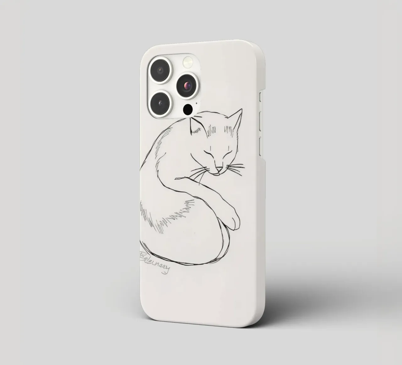 Line drawing of a resting cat with a minimalist design iphone case by DesignDoodle