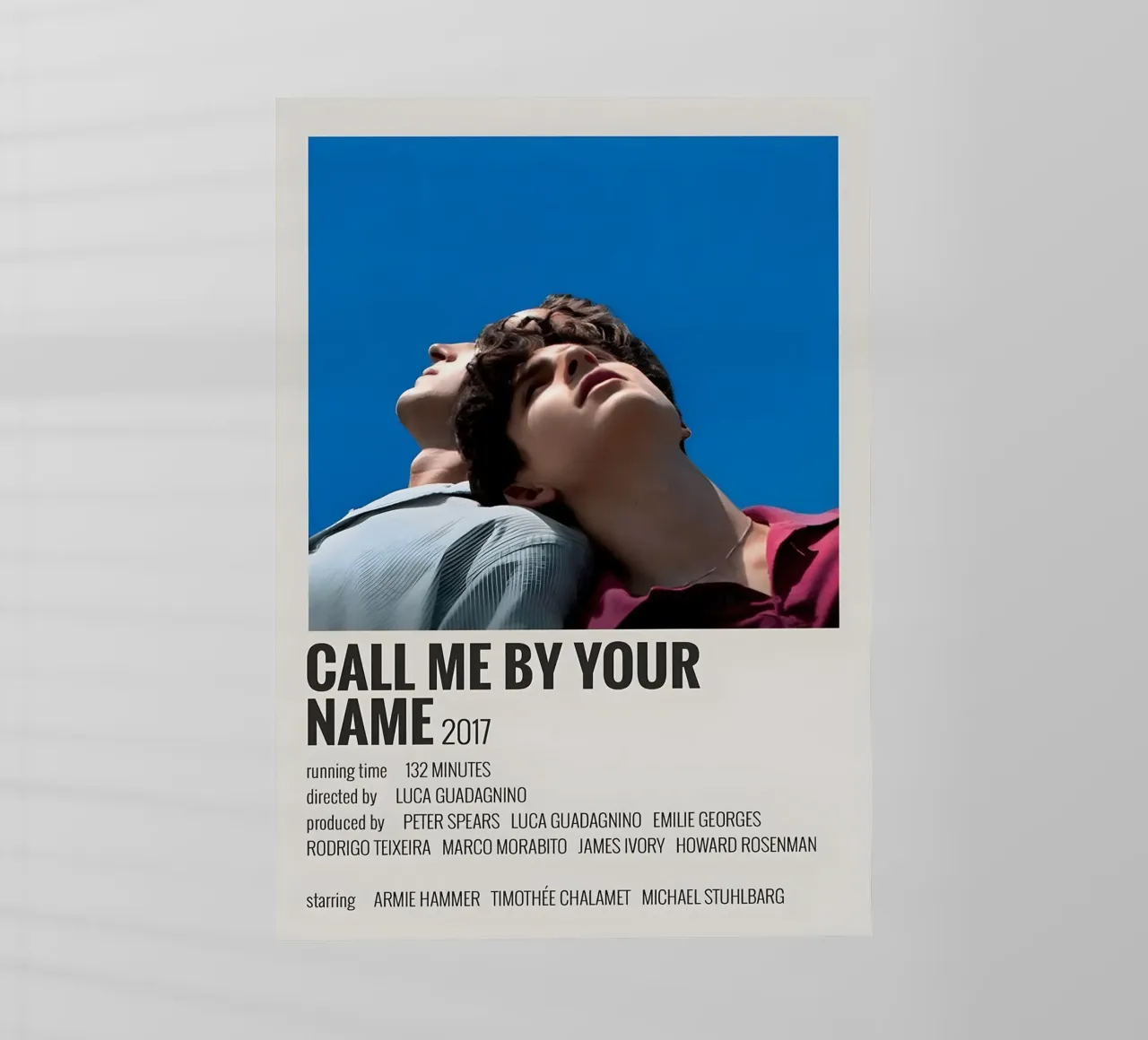 CALL ME BY YOUR NAME 2017 pellicola backlit da MVFminimalist