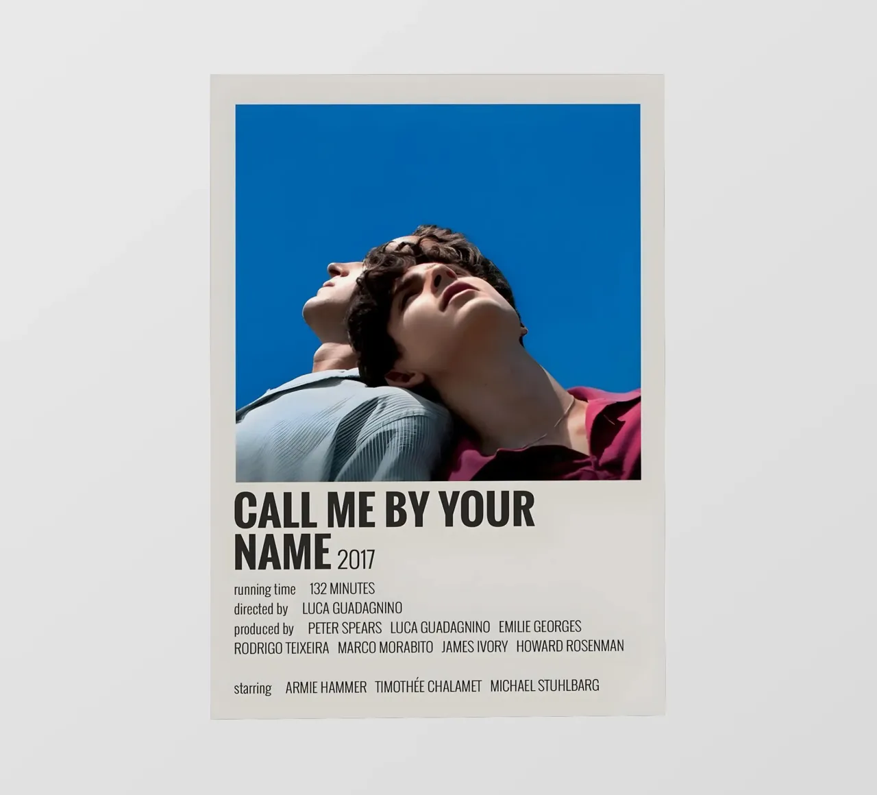 CALL ME BY YOUR NAME 2017 pellicola backlit da MVFminimalist