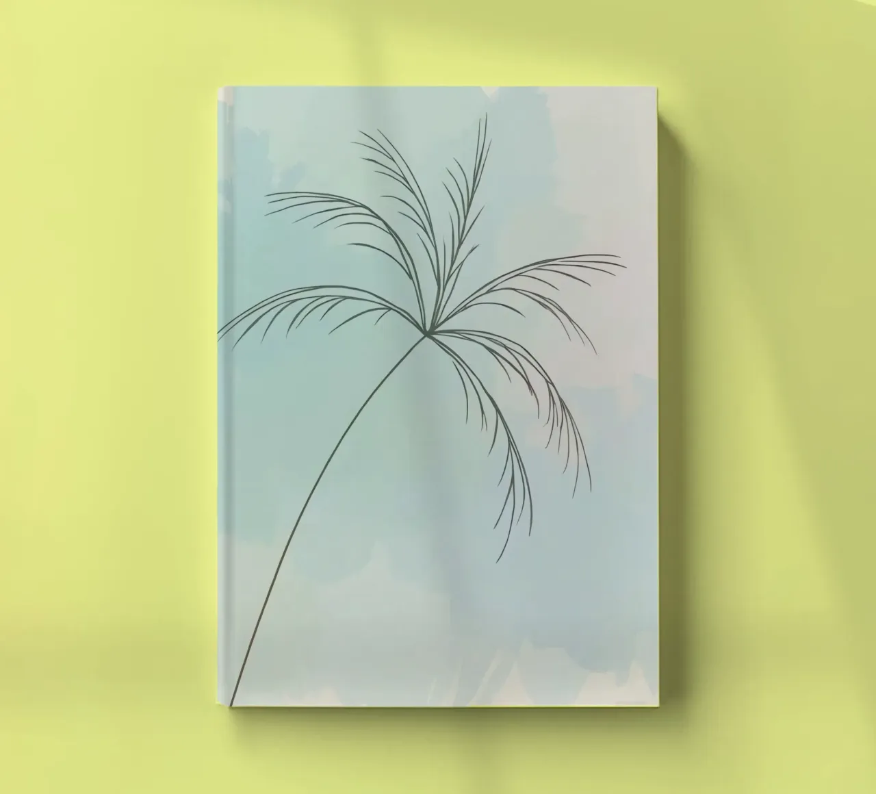 Stylized palm tree silhouette against a soft pastel backdrop notebook by DesignDoodle