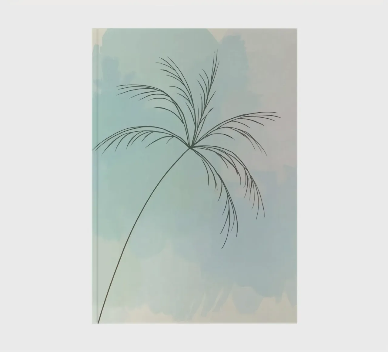 Stylized palm tree silhouette against a soft pastel backdrop notebook by DesignDoodle