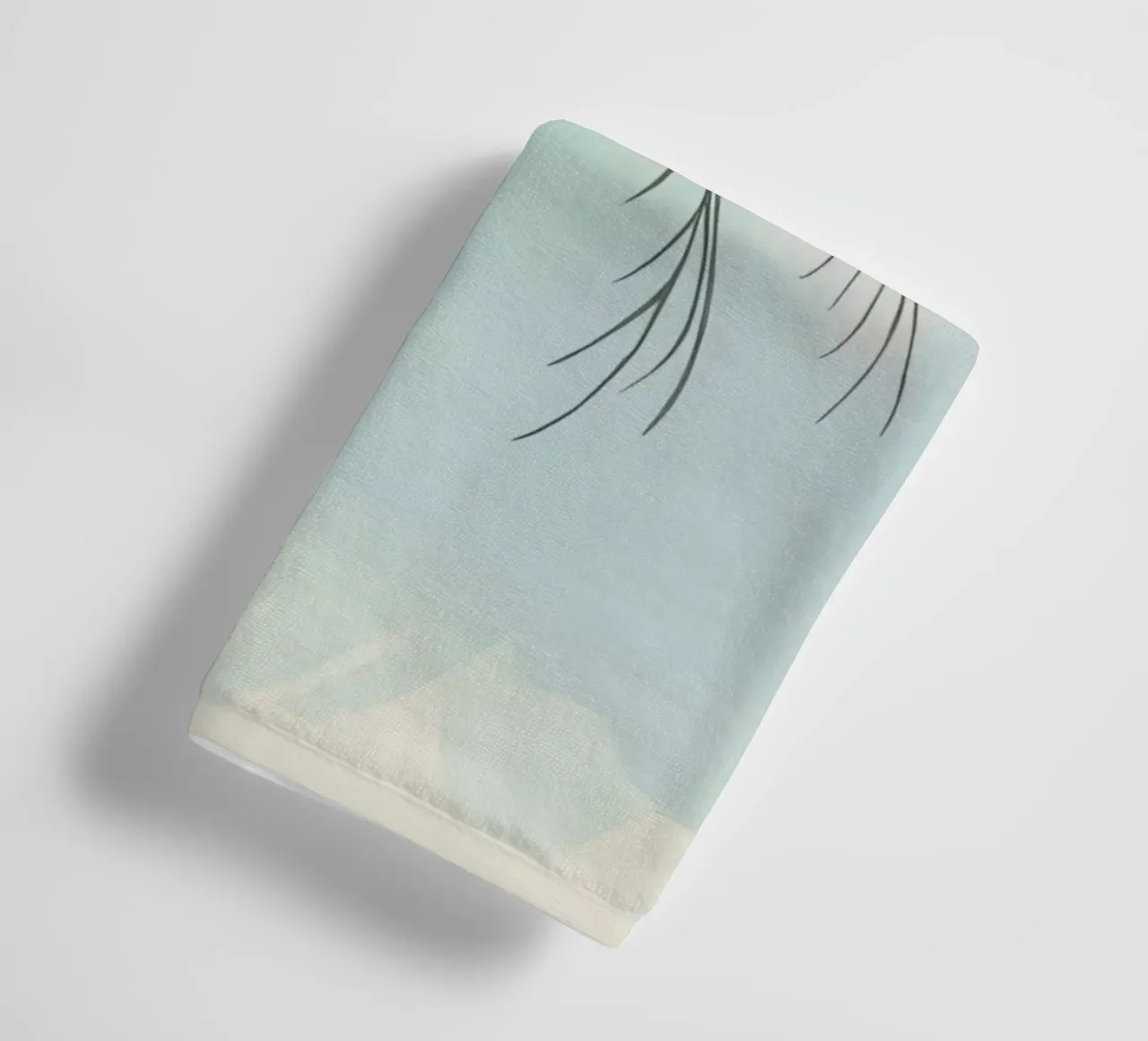 Stylized palm tree silhouette against a soft pastel backdrop towel by DesignDoodle