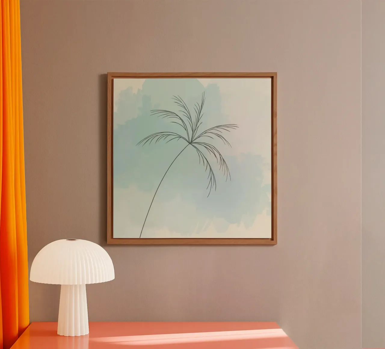 Stylized palm tree silhouette against a soft pastel backdrop forex plate by DesignDoodle